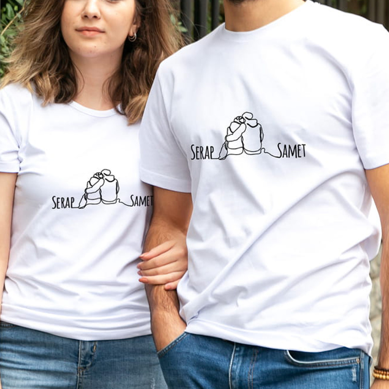 Minimal Tasarımlı Kişiye Özel 2'li  Sevgili Kombin Tişört
